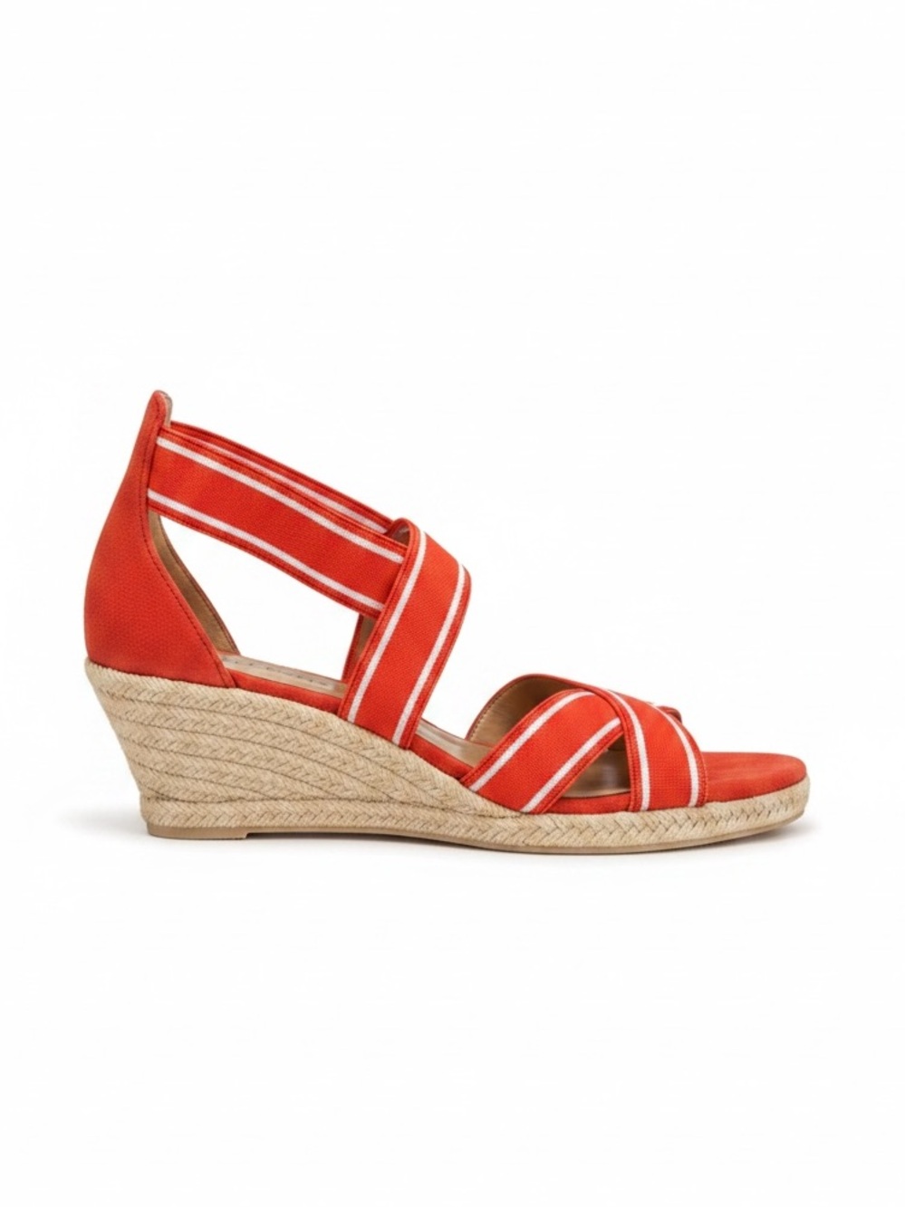 Talbots Suede Espadrille Wedge Sandals Orange Stripe Preppy Shoes 9.5